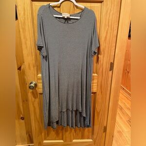 Philosophy Rayon Women’s Hi Low Hem Striped Pullover Relaxed Fit Dress